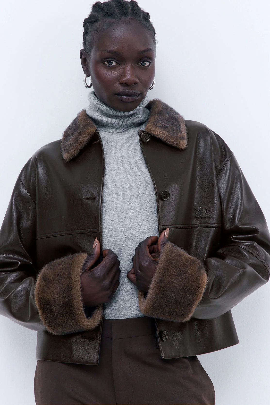 Vegan Leather Faux Fur Jacket - Image 8