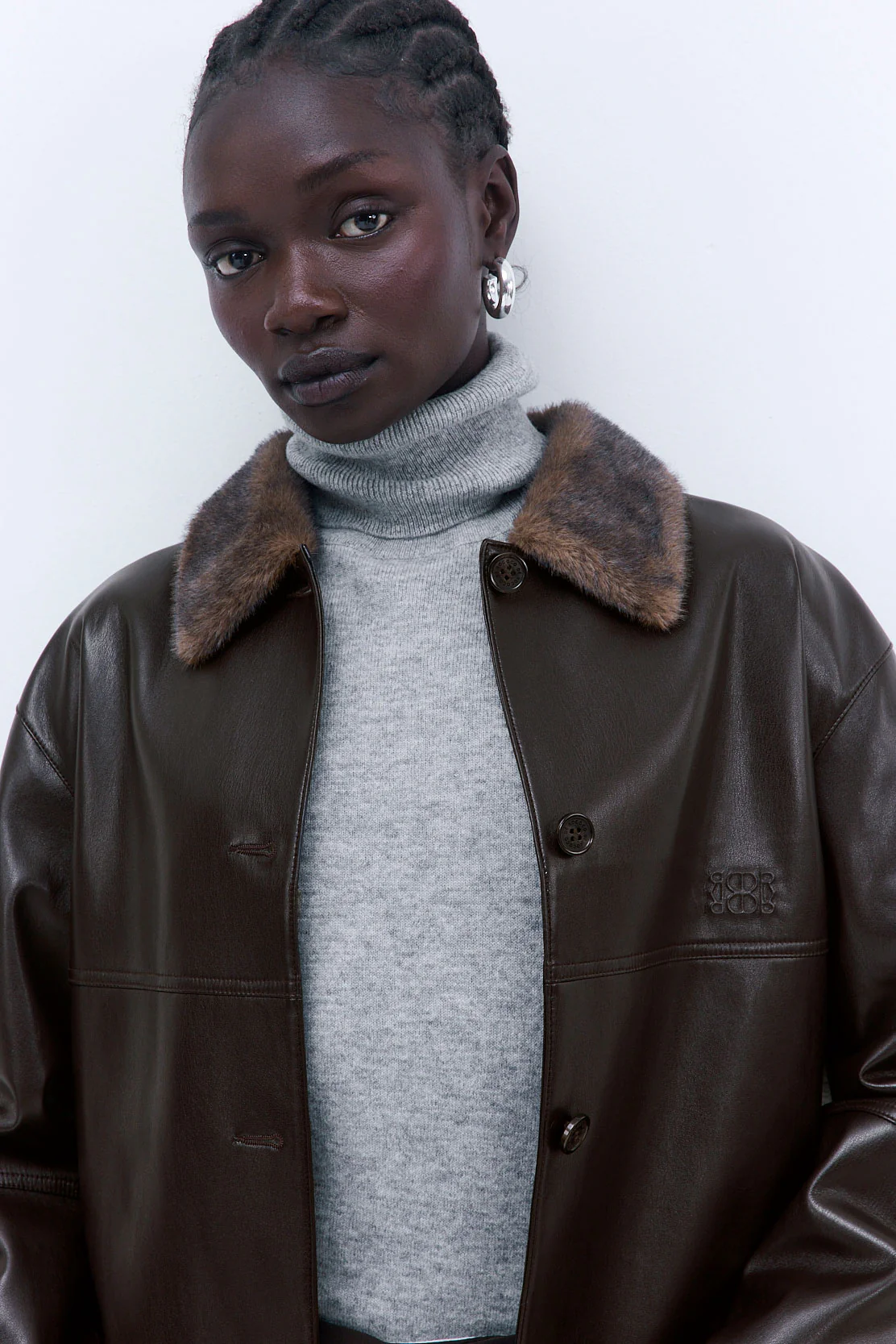 Vegan Leather Faux Fur Jacket - Image 9