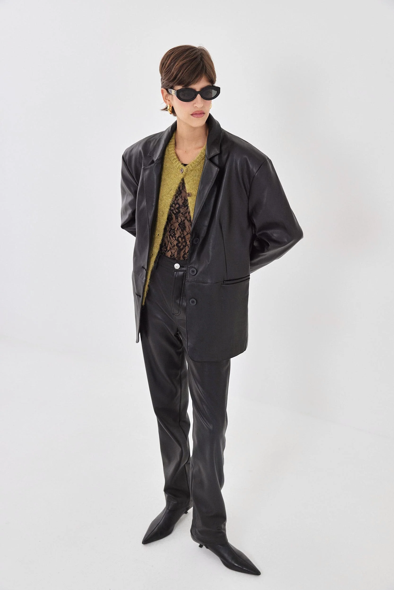 Vegan Leather Straight Pants - Image 3