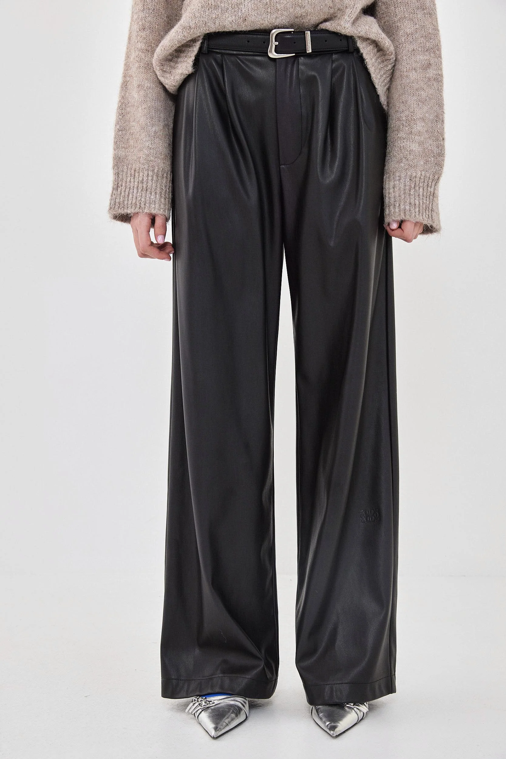 Vegan Leather Wide Pants - Image 2