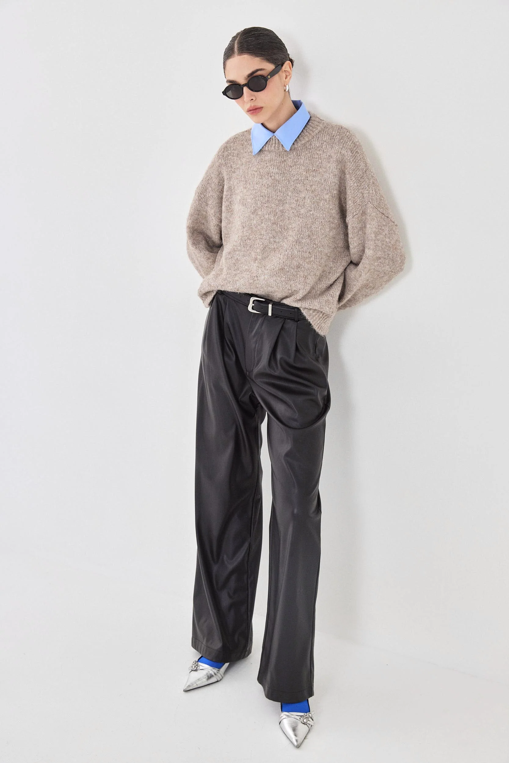Vegan Leather Wide Pants - Image 3