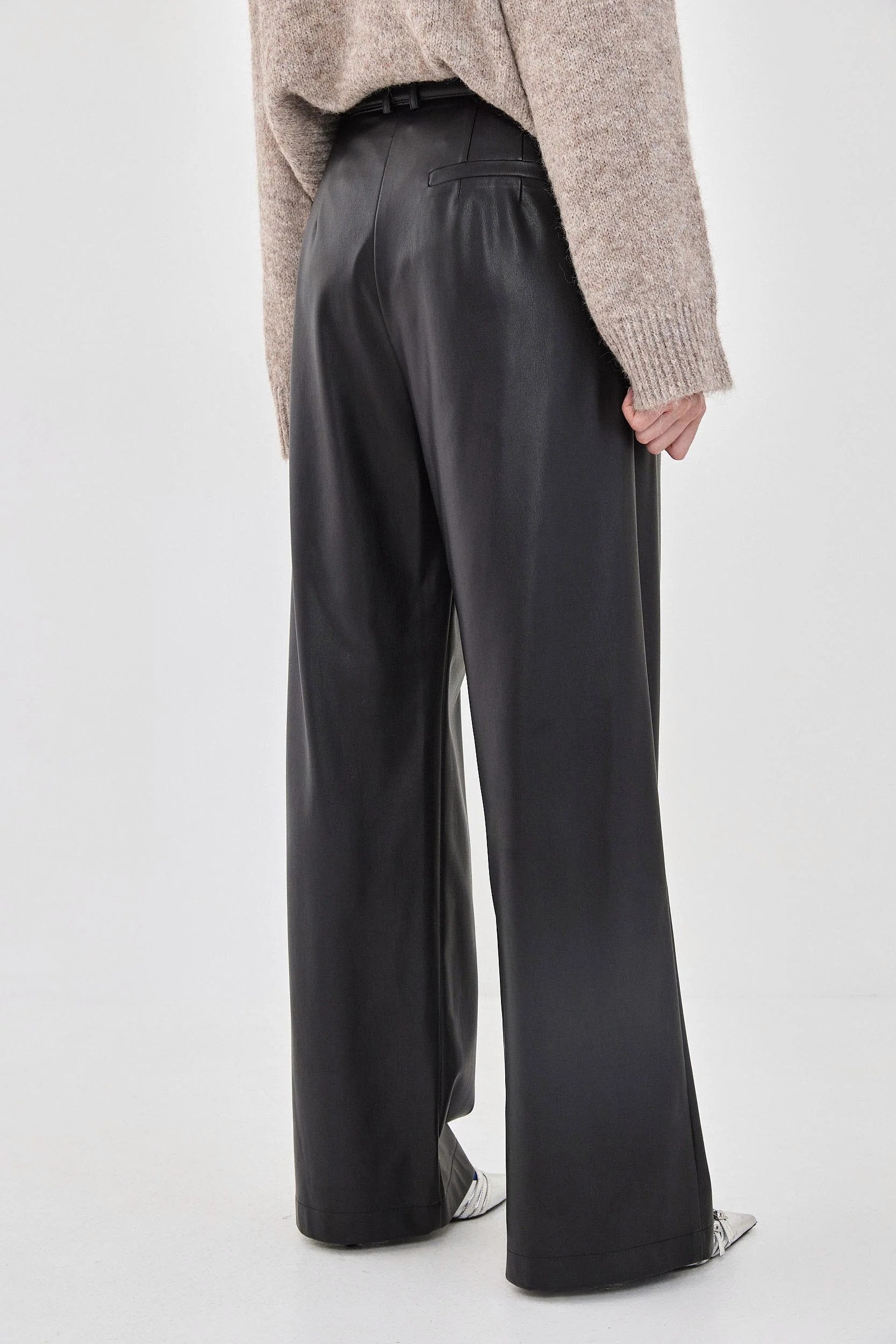 Vegan Leather Wide Pants - Image 5