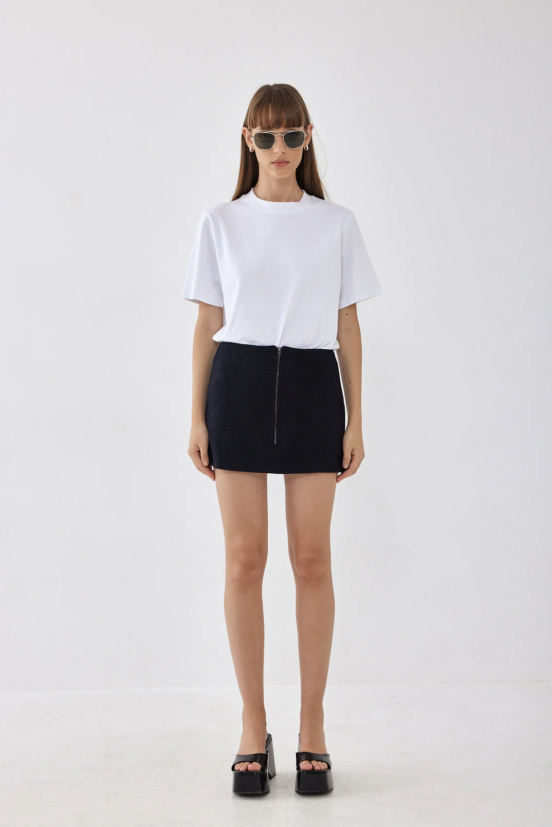 Zipped A Line Mini Skirt - Image 2