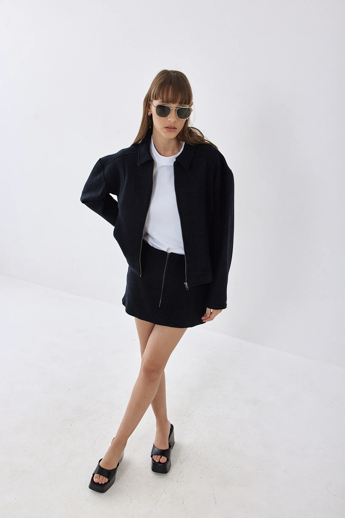 Zipped A Line Mini Skirt - Image 3